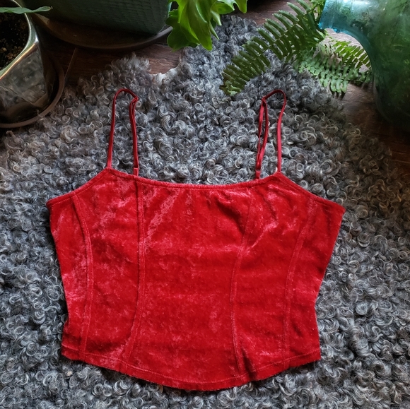 Victoria's Secret Tops - Vintage Victoria's Secret Red Velvet Crop Cami